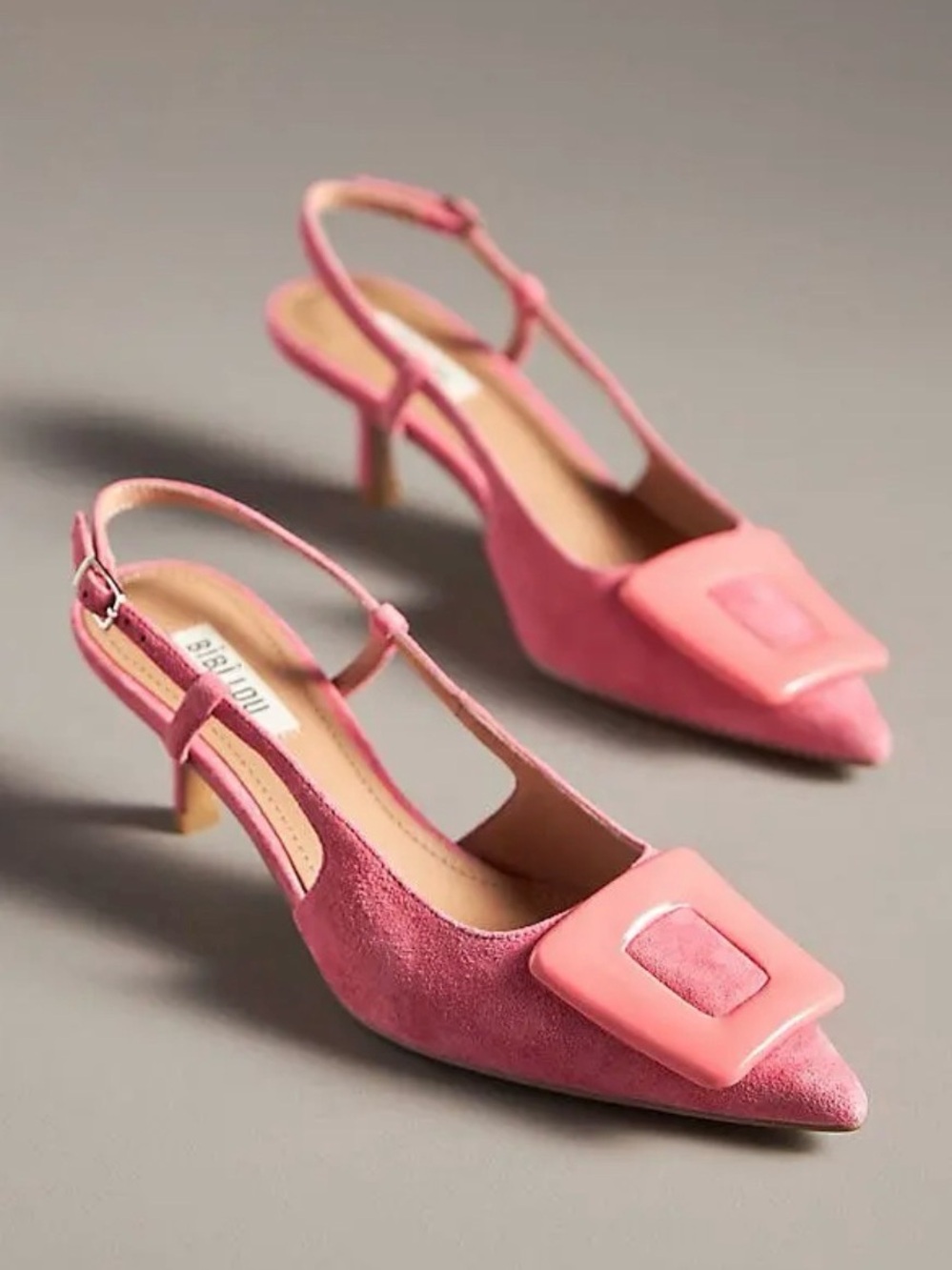 Bibilou Robin Kitten Heel Pink Suede Pointed Slingback
